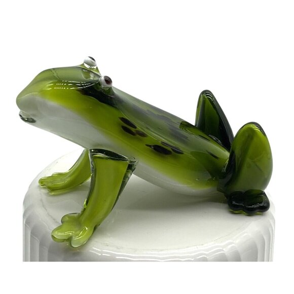 Weirdo Derpy Frog Toad Hand Blown Art Glass Paperweight Very Heavy 6"L x 3.5"H - Picture 5 of 7